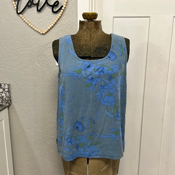 TIANELLO. VTG FLORAL TENCEL TOP - Picture 1 of 14